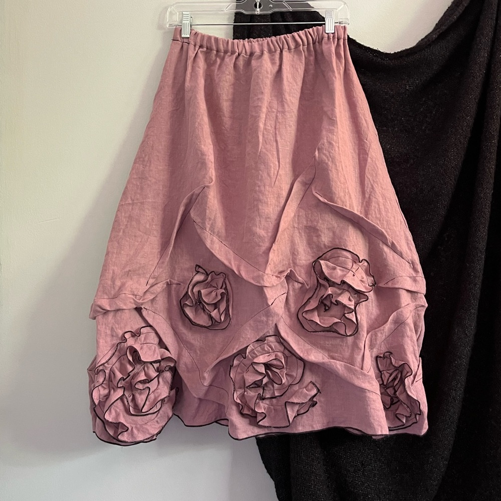 Sarah Clemens Clothing Linen Swirly Skirt M